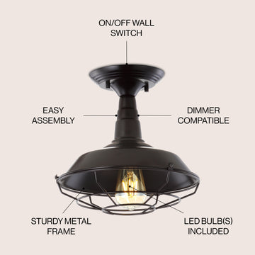 Gabe 10.2" Metal LED Semi Flush Mount - JONATHAN Y